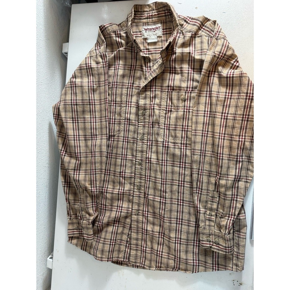 Wrangler Rugged Wear‎ Western Button Up Shirt Men L Plaid